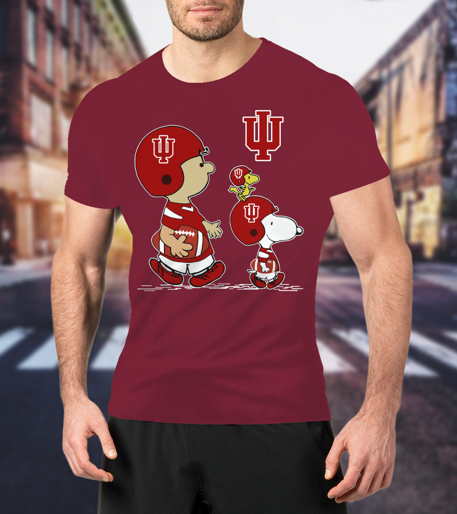 Indiana Hoosiers Snoopy And Woodstock Football Players T-Shirt