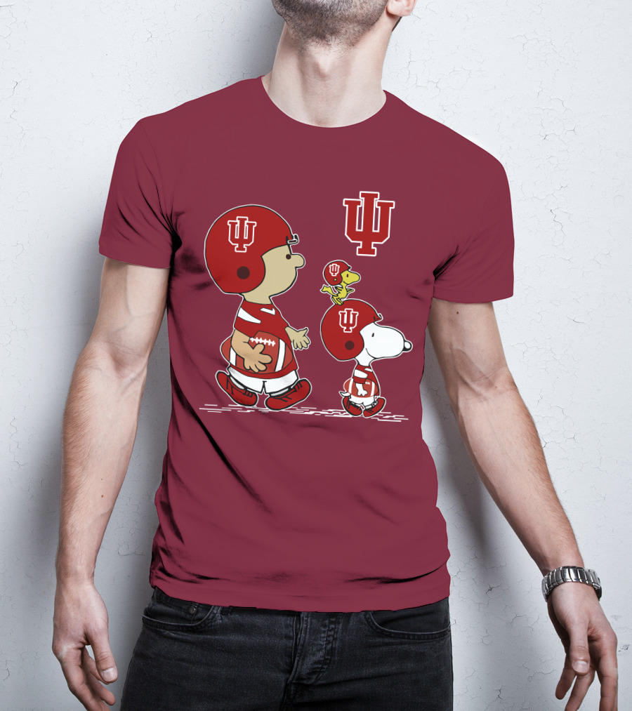 Indiana Hoosiers Snoopy And Woodstock Football Players T-Shirt