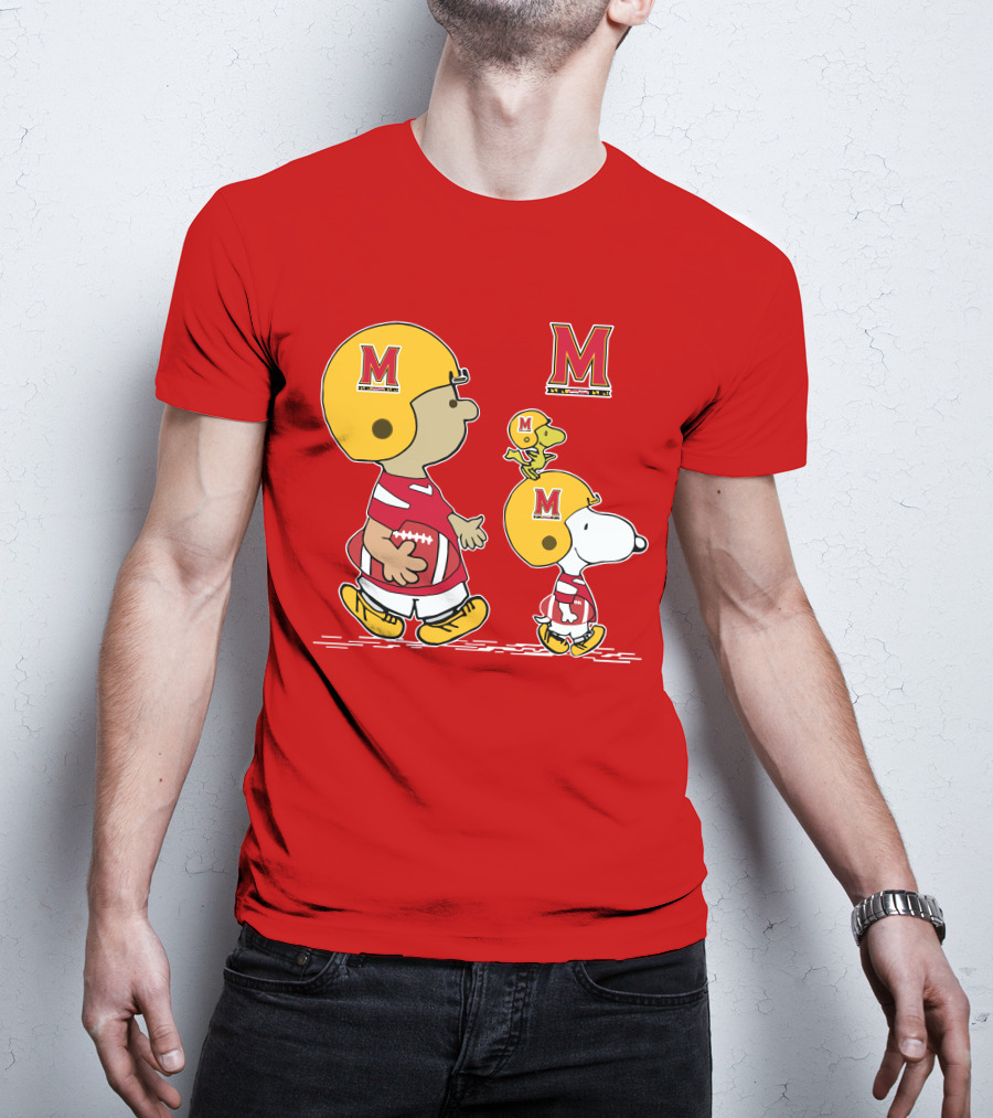 Maryland Terrapins Snoopy And Woodstock Football Fan Gear T-Shirt