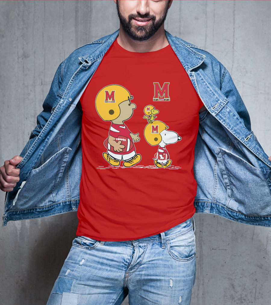 Maryland Terrapins Snoopy And Woodstock Football Fan Gear T-Shirt