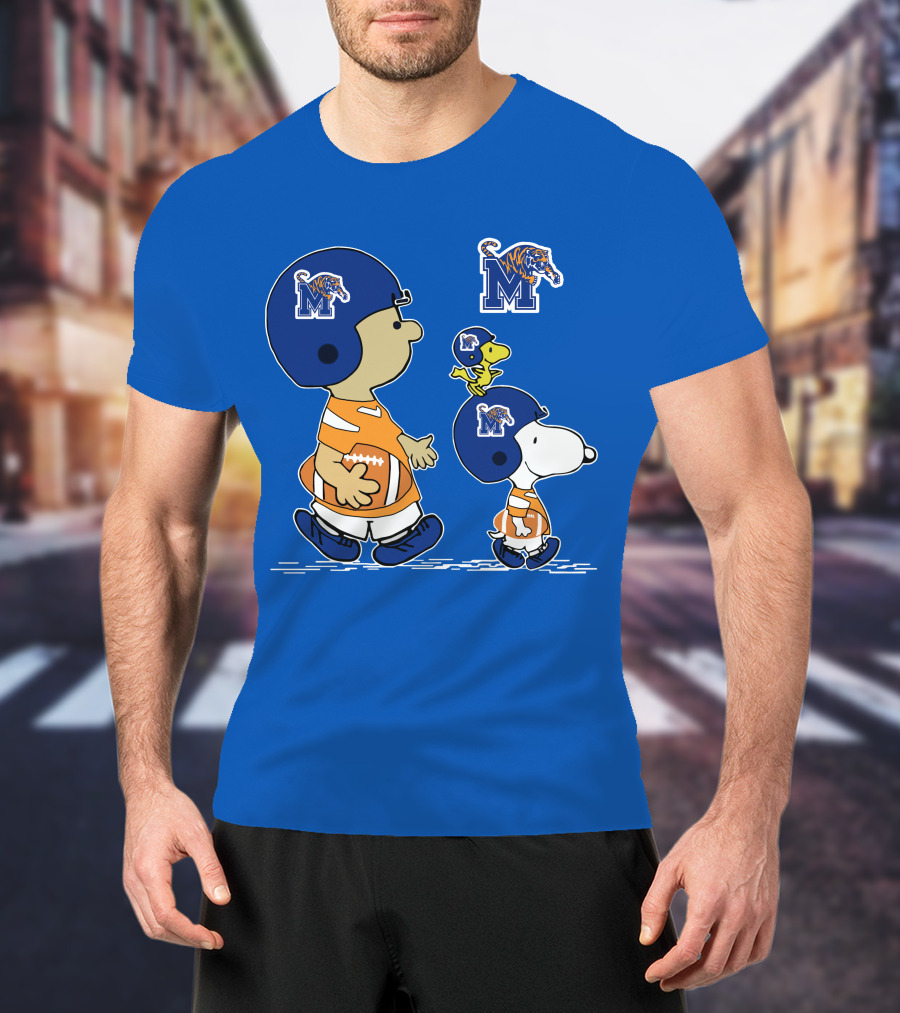Memphis Tigers Snoopy Charlie Brown Woodstock Football Helmet T-Shirt