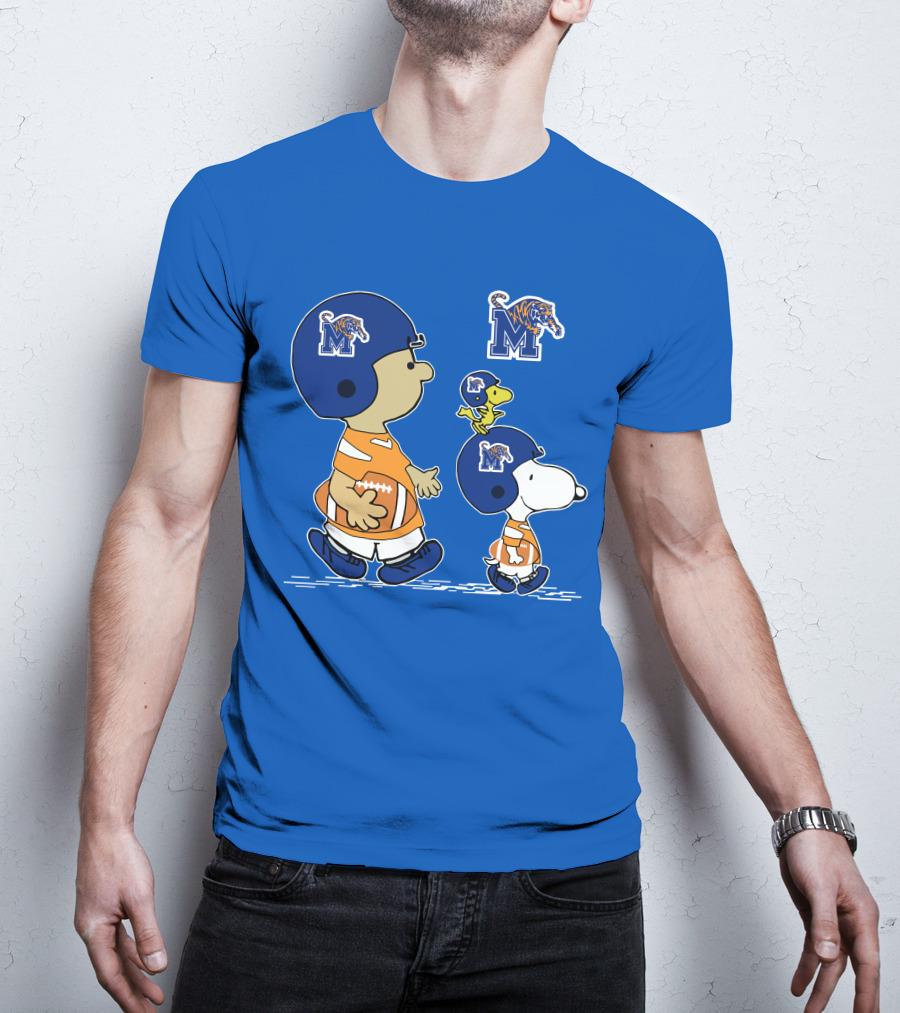 Memphis Tigers Snoopy Charlie Brown Woodstock Football Helmet T-Shirt