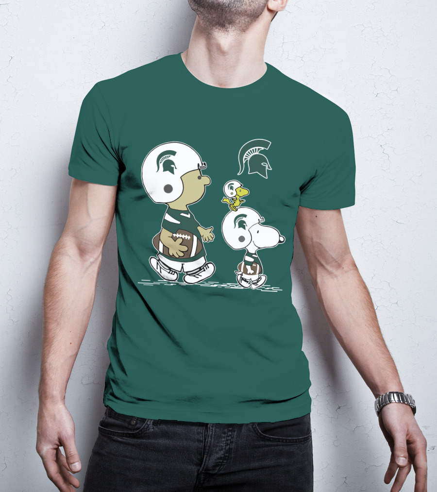Michigan State Spartans Snoopy And Woodstock Football Gear T-Shirt