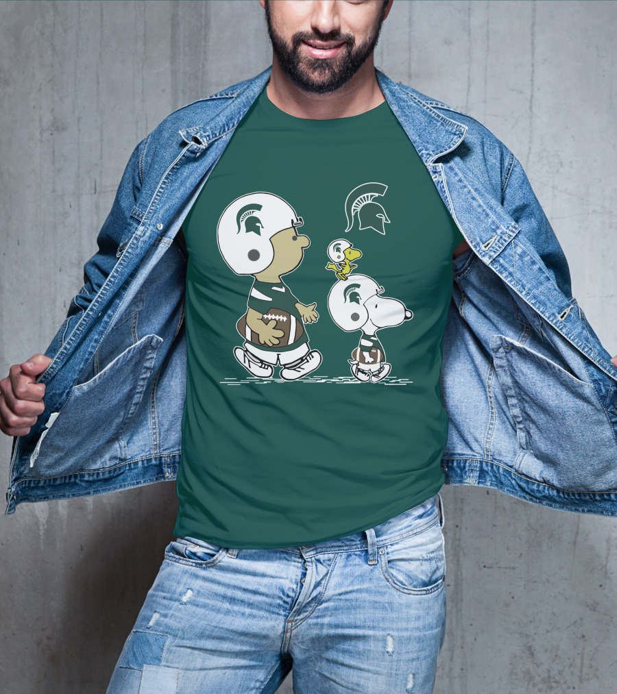 Michigan State Spartans Snoopy And Woodstock Football Gear T-Shirt