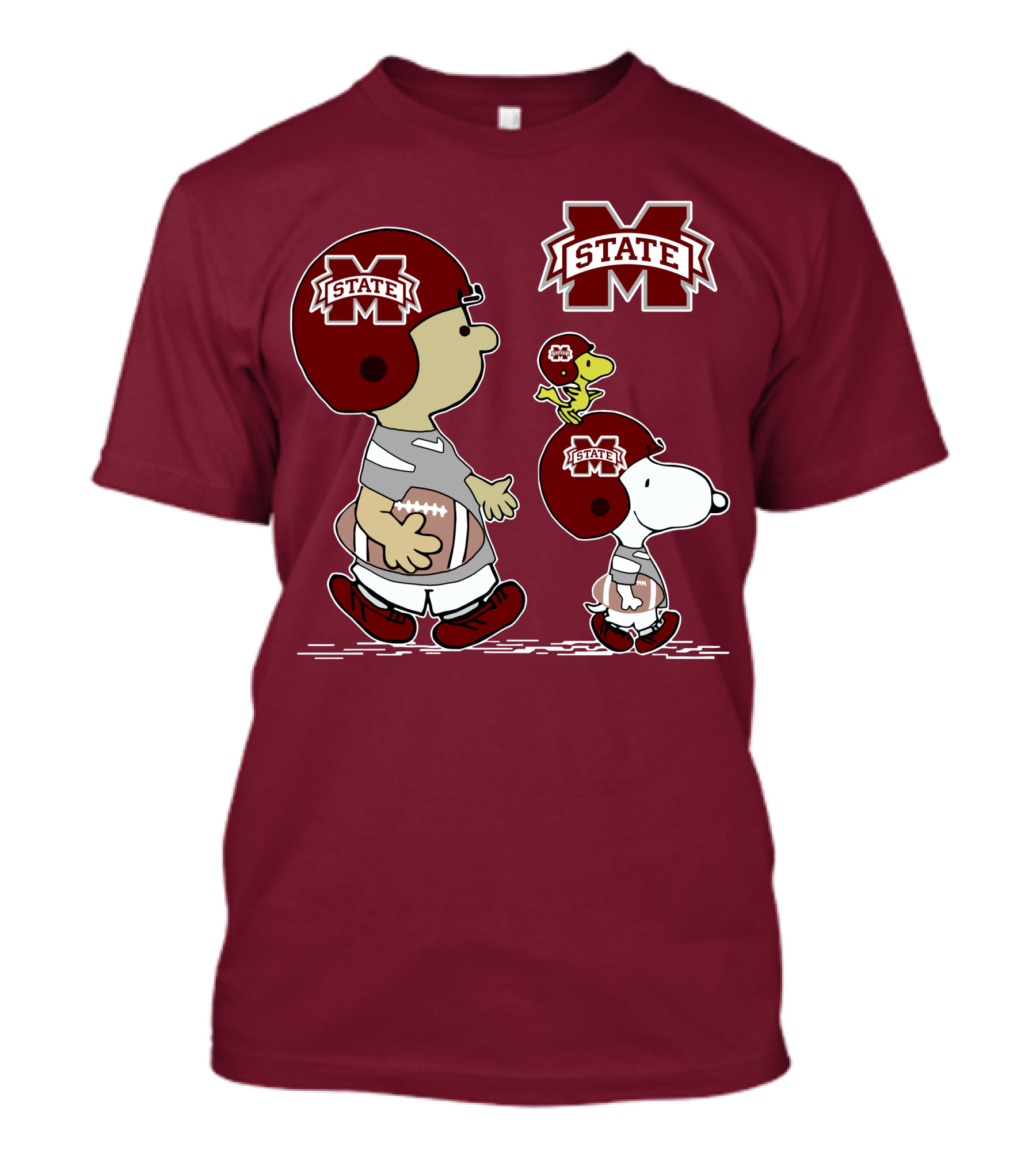 MS State Bulldogs Snoopy Woodstock Football Helmet Football Charlie Brown T-Shirt