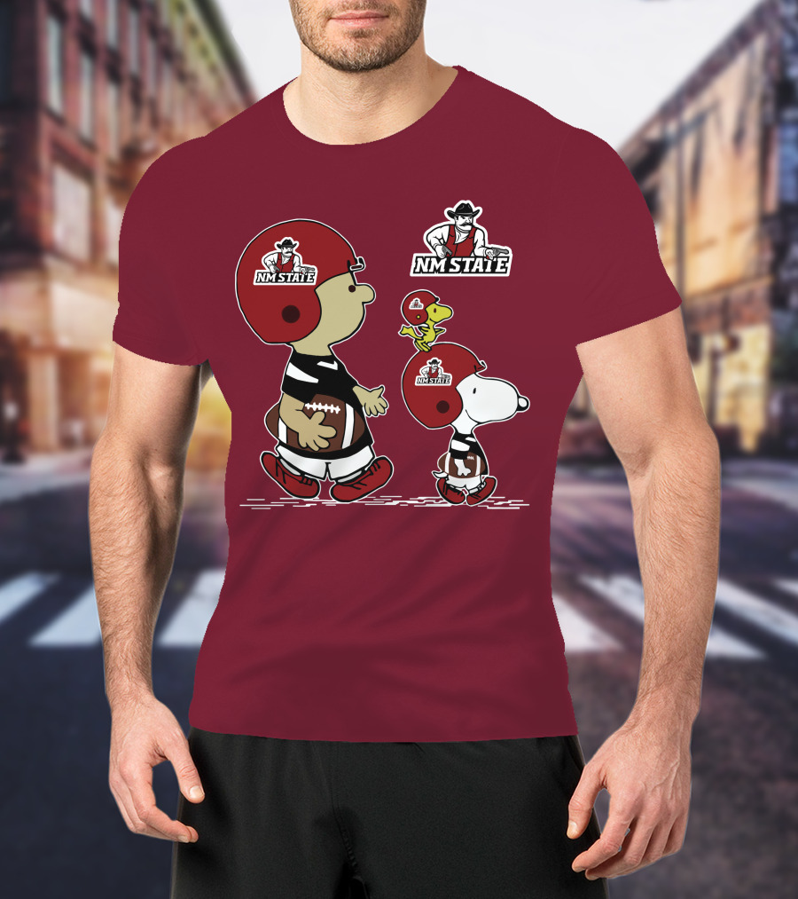 NM State Snoopy Football Helmet Peanuts Characters T-Shirt