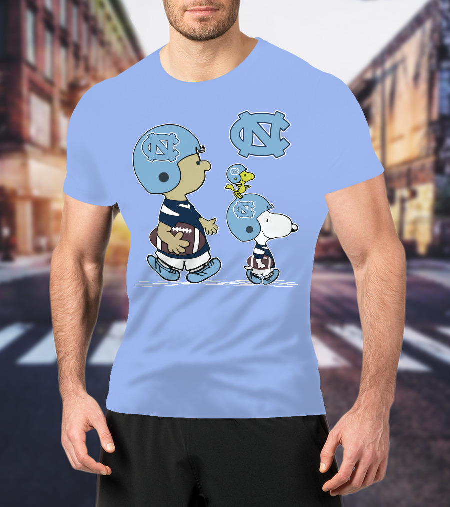 Tar Heels Peanuts Snoopy Woodstock Football UNC T-Shirt