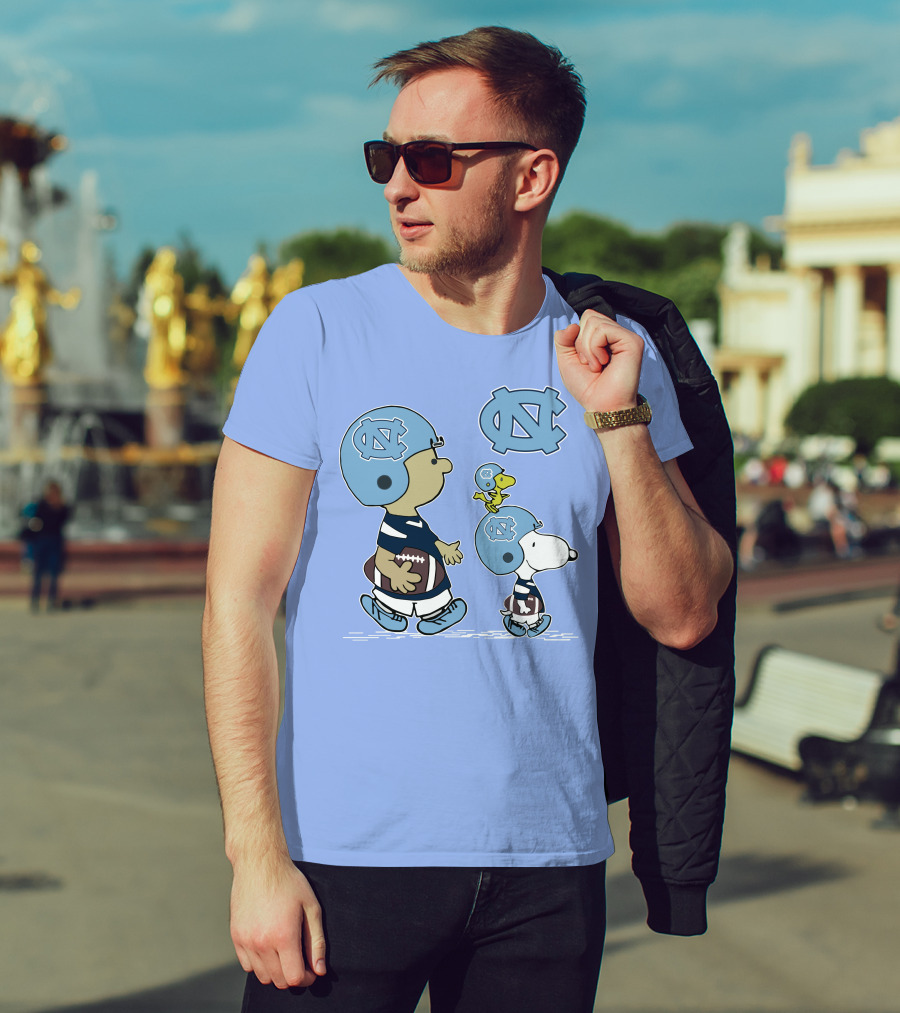 Tar Heels Peanuts Snoopy Woodstock Football UNC T-Shirt
