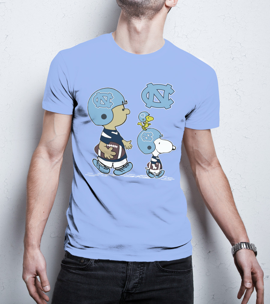 Tar Heels Peanuts Snoopy Woodstock Football UNC T-Shirt