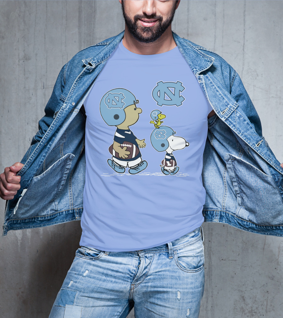 Tar Heels Peanuts Snoopy Woodstock Football UNC T-Shirt
