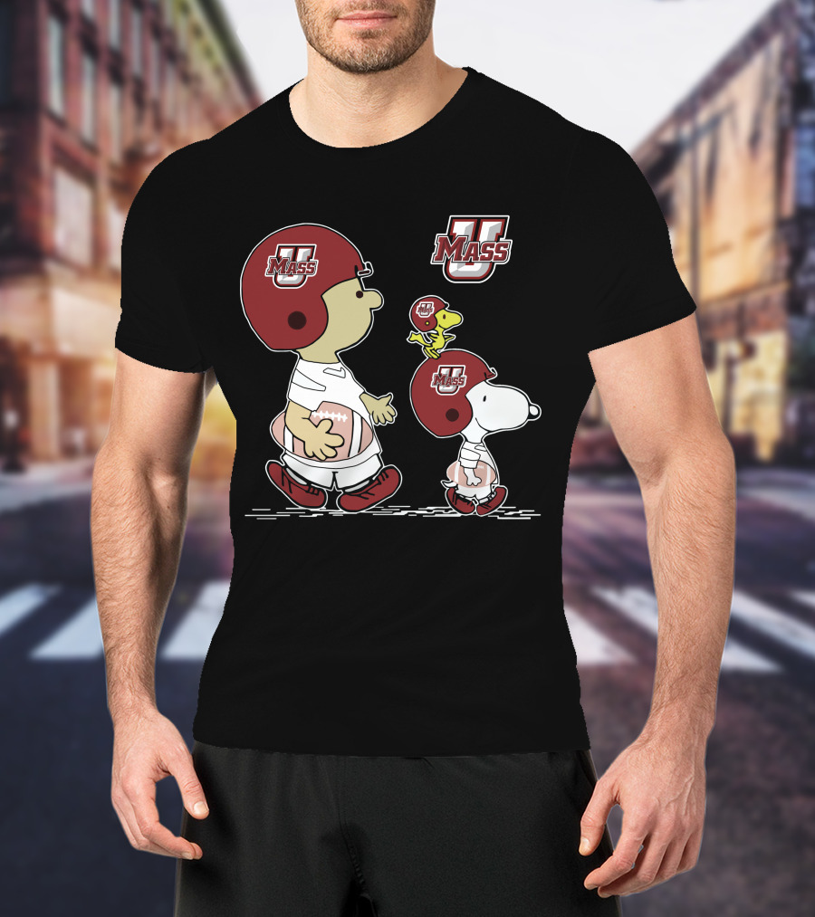 Umass Snoopy And Woodstock Peanuts Football Characters T-Shirt