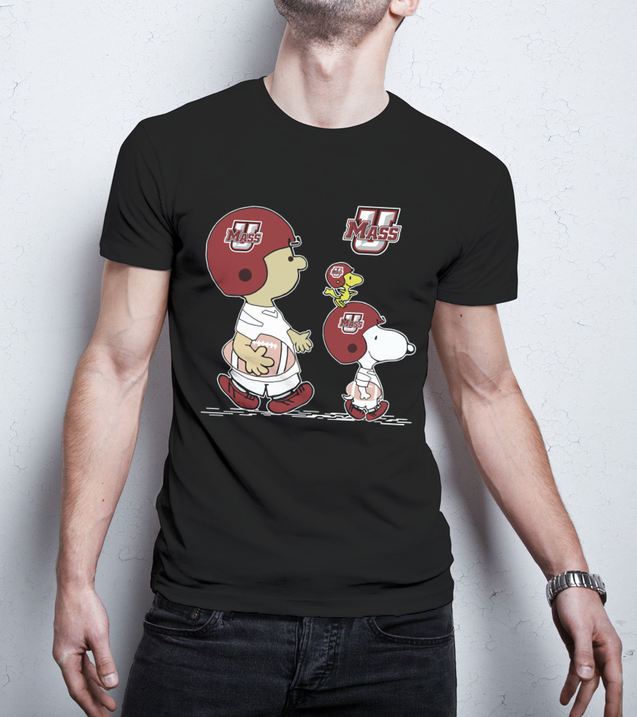 Umass Snoopy And Woodstock Peanuts Football Characters T-Shirt