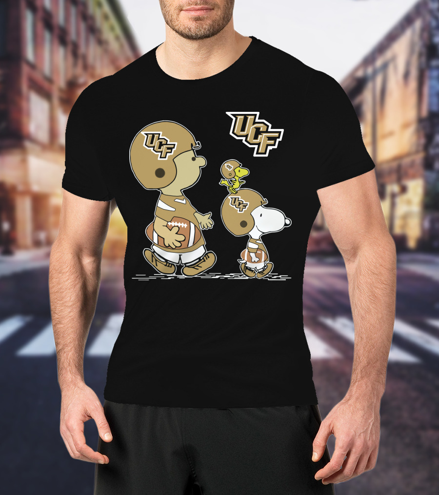 Ucf Peanuts Characters Snoopy Charlie Brown Woodstock Football T-Shirt