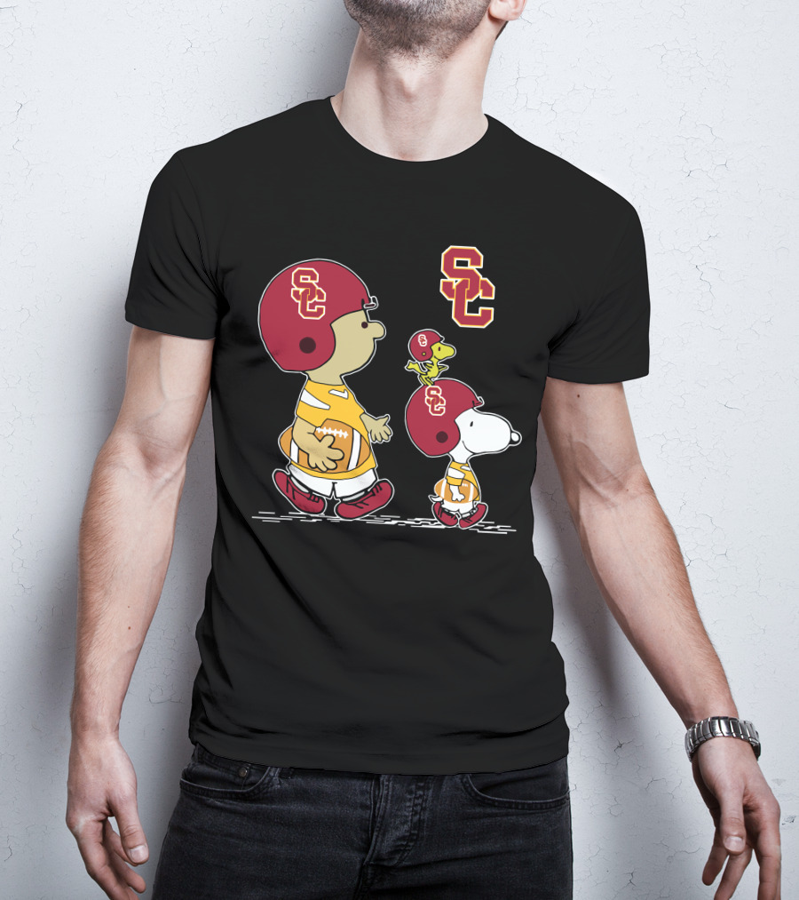 Usc Trojans Snoopy Football Woodstock Peanuts Characters T-Shirt