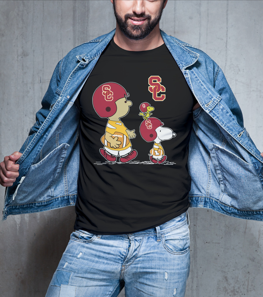 Usc Trojans Snoopy Football Woodstock Peanuts Characters T-Shirt