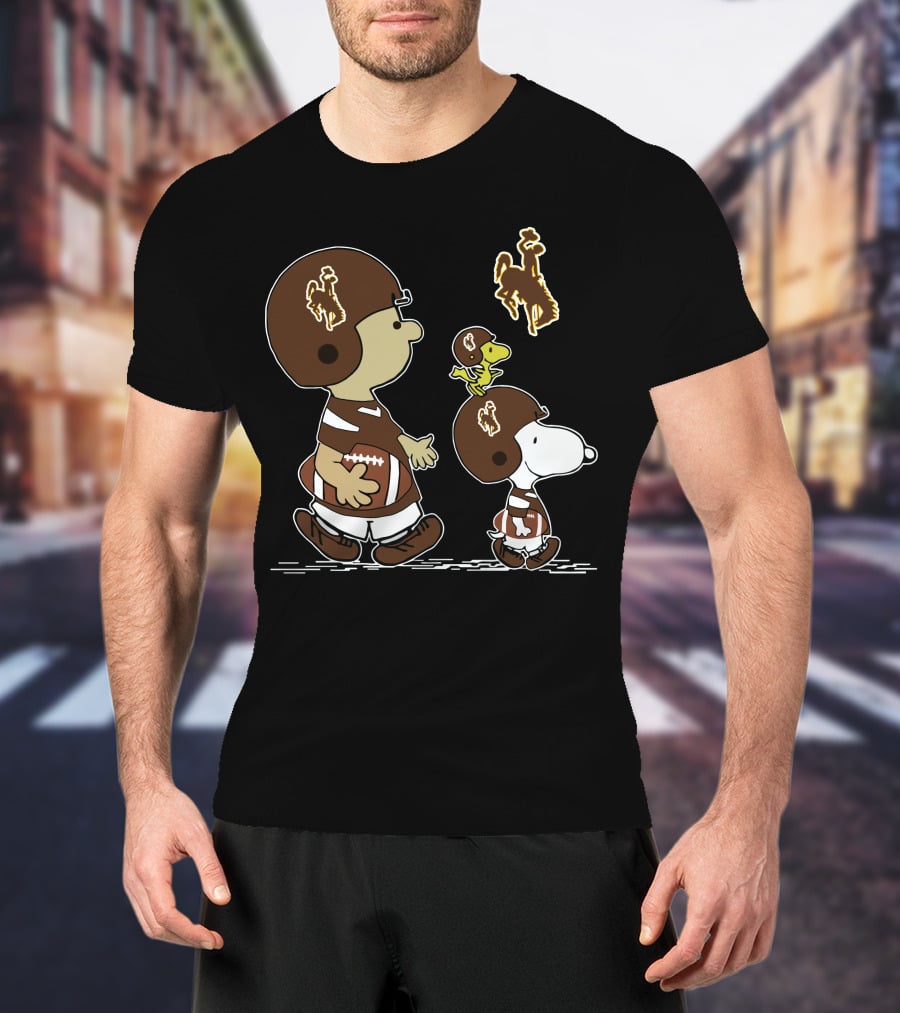 Wyoming Cowboys Peanuts Football Parody With Snoopy And Friends T-Shirt
