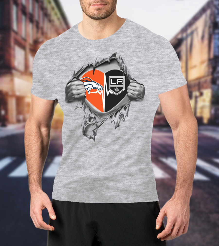 Broncos LA Kings Heart Tearing T-Shirt