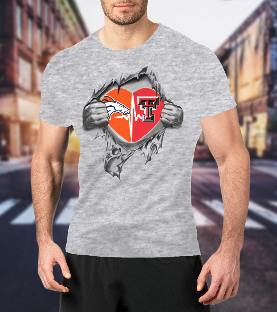 Broncos Texas Tech Heartbeat Fans United T-Shirt