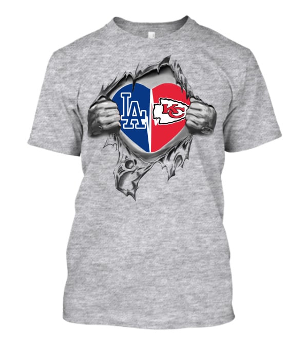 Chiefs Dodgers Heart LA KC Fan Passion T-Shirt