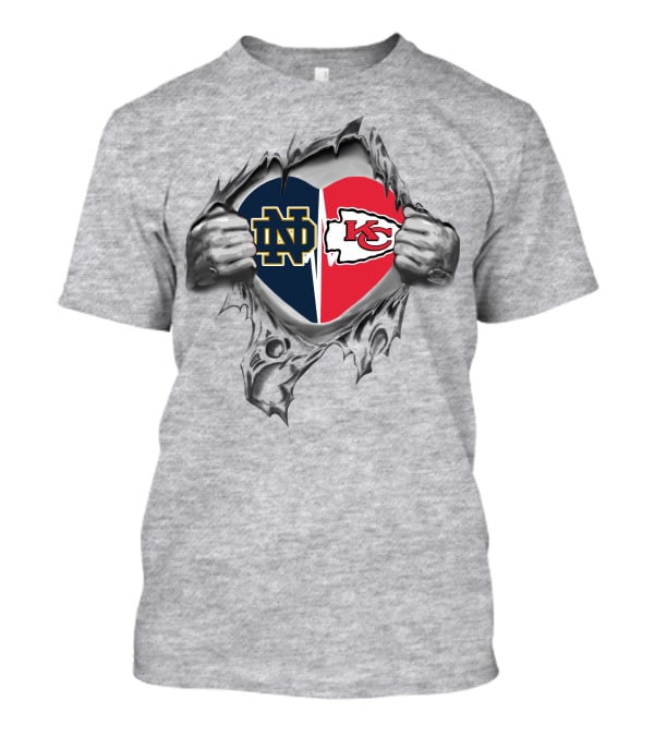Chiefs Notre Dame Heart Logo Kansas City NFL College Football Passion T-Shirt