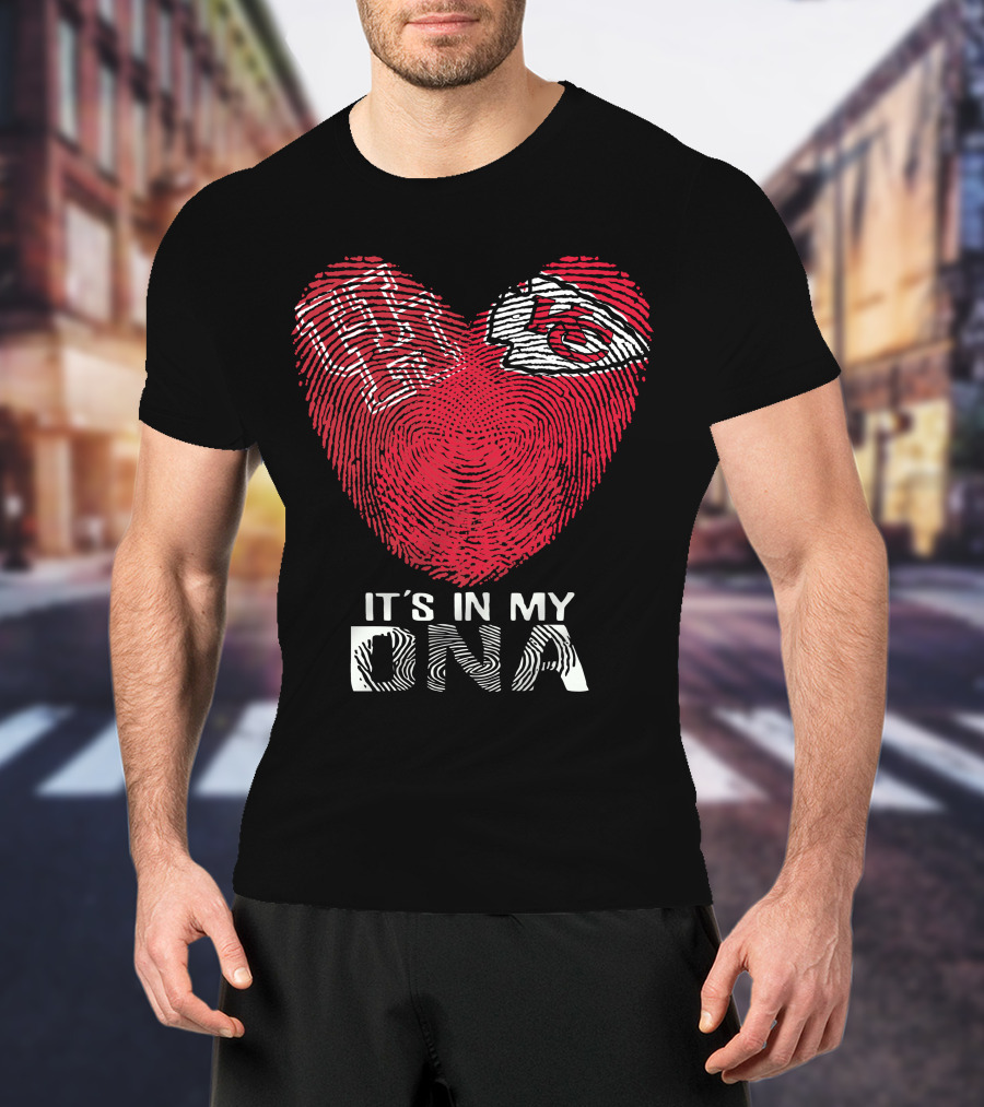 Houston Cougars Kansas City Chiefs Heart Shaped Fingerprint It's In My DNA T-Shirt