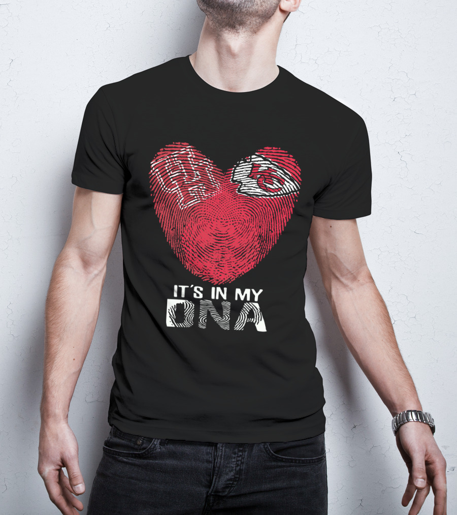 Houston Cougars Kansas City Chiefs Heart Shaped Fingerprint It's In My DNA T-Shirt