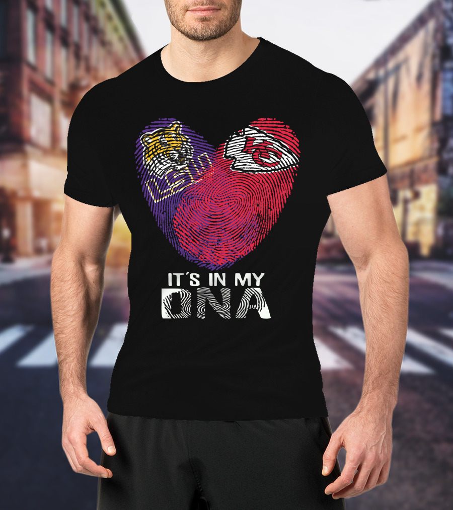 LSU Tigers Chiefs It's In My DNA Fingerprint Heart T-Shirt