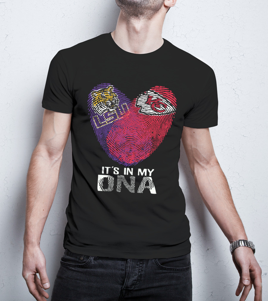 LSU Tigers Chiefs It's In My DNA Fingerprint Heart T-Shirt