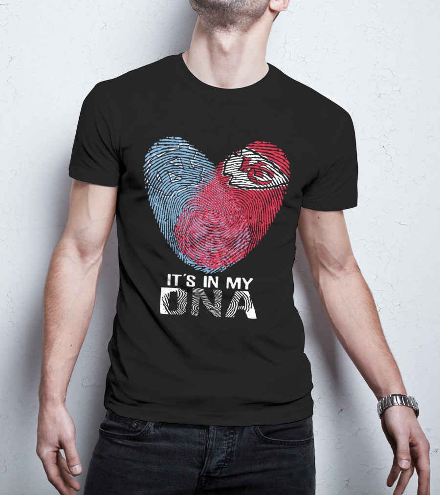 It's In My DNA North Carolina Tar Heels And Chiefs Fingerprint Heart T-Shirt