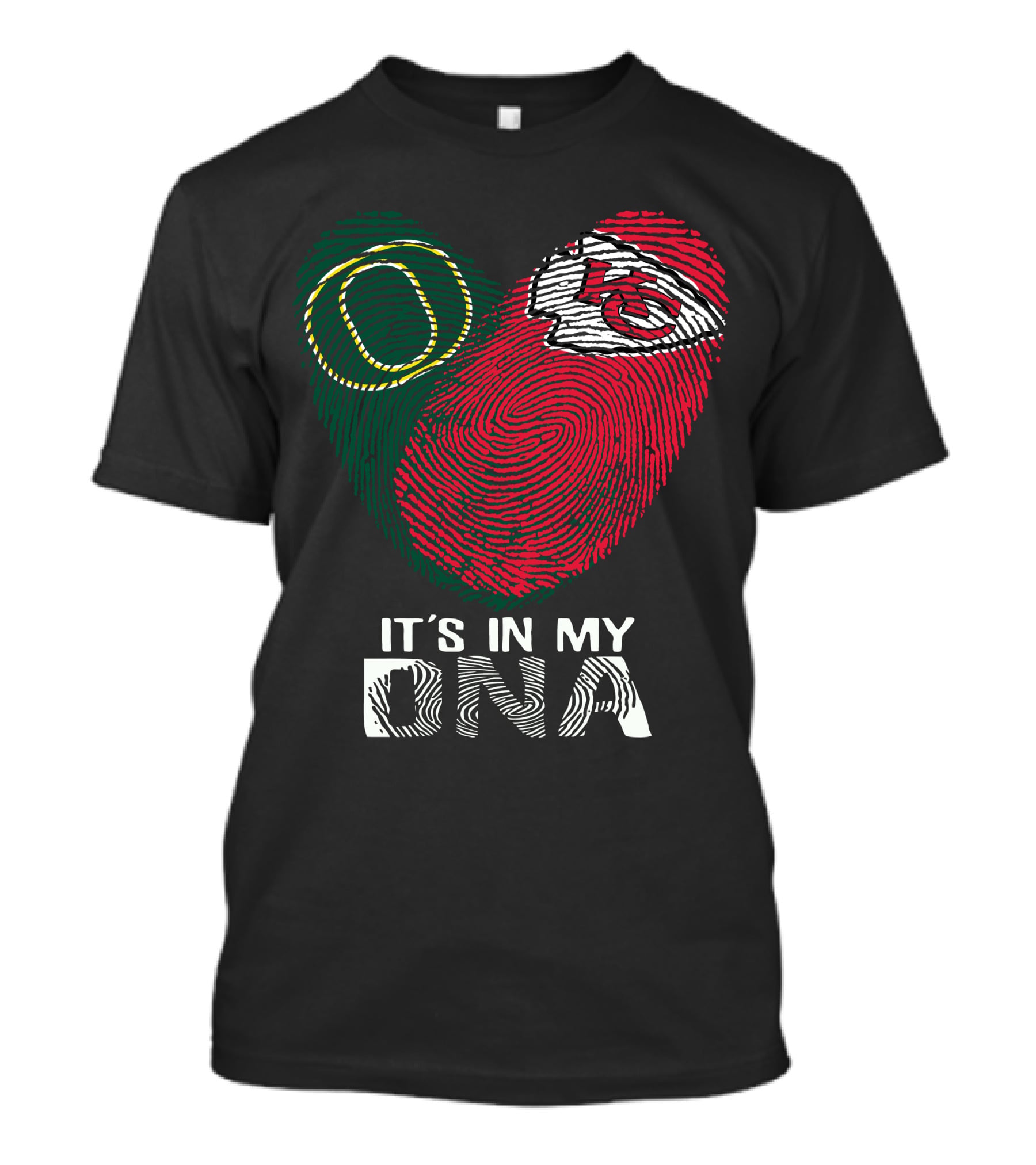 Oregon Ducks Kansas City Chiefs Fingerprint It's In My DNA T-Shirt