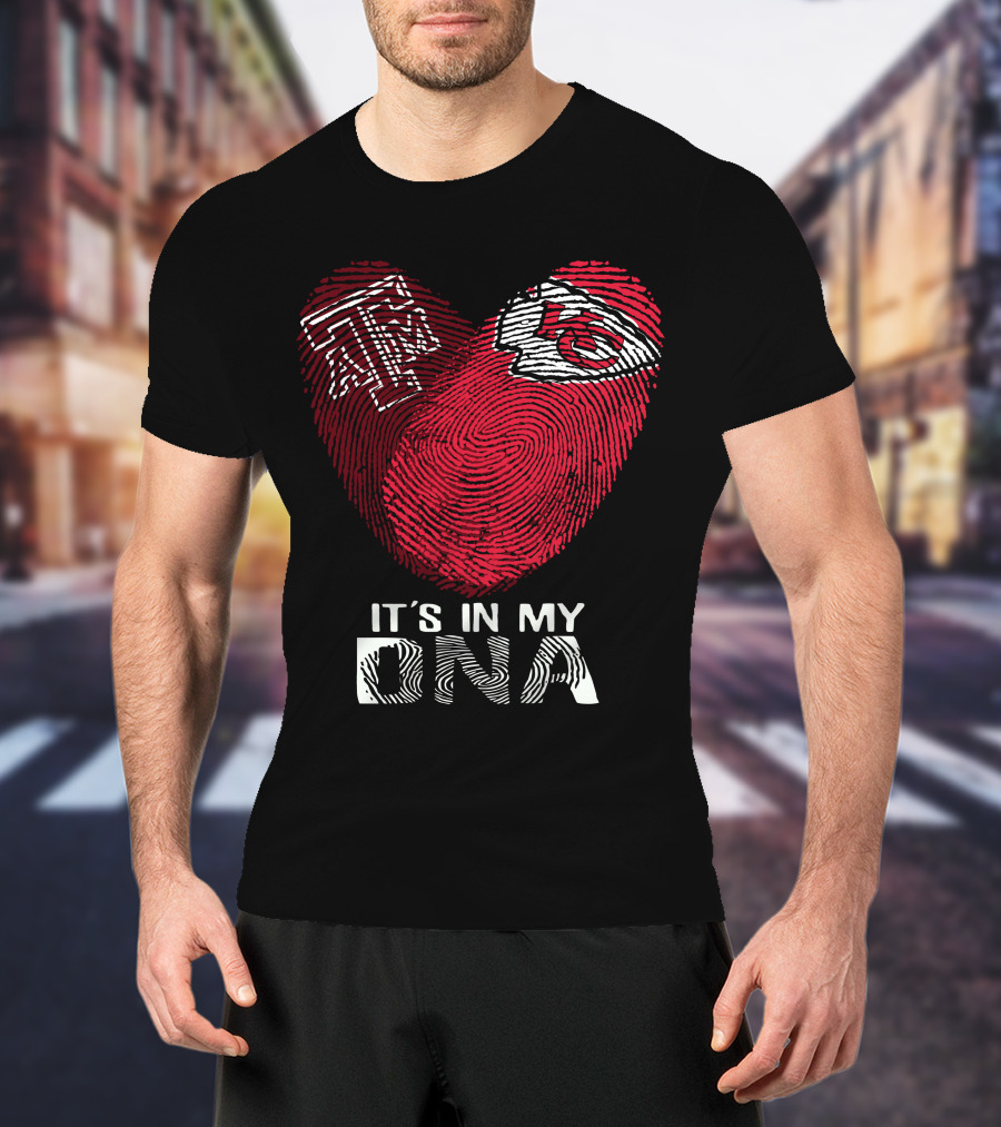 Texas A&M Aggies Chiefs It's In My DNA Fingerprint Heart T-Shirt