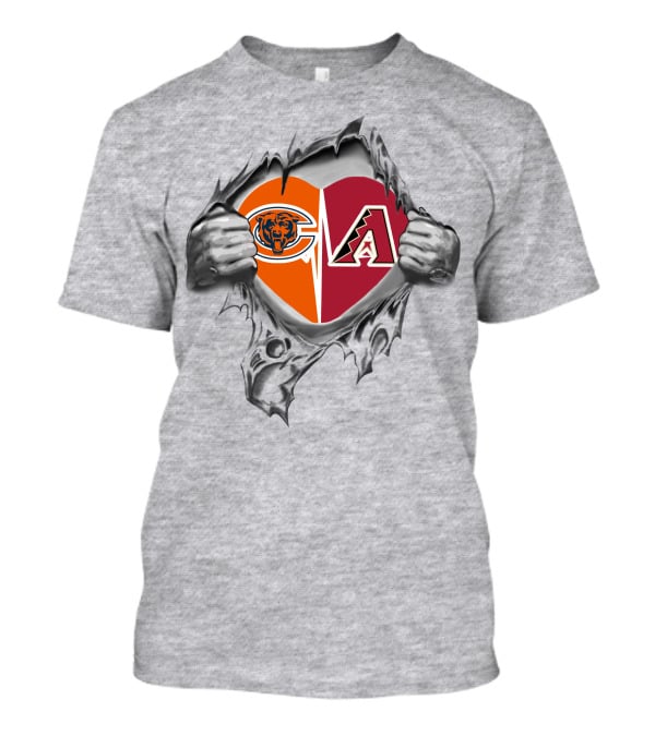 Bears Arizona Diamondbacks Heart With Logos Split T-Shirt