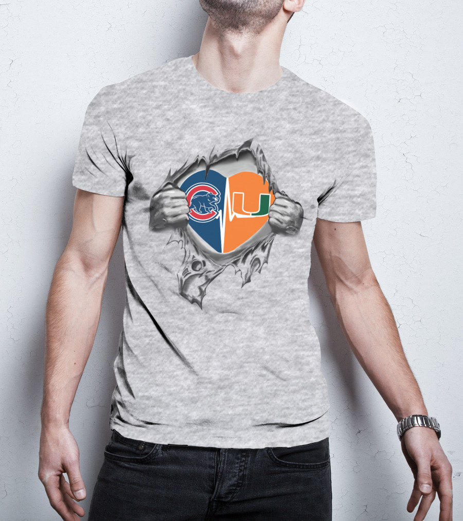 Cubs Hurricanes Heart Torn Reveal Hands T-Shirt