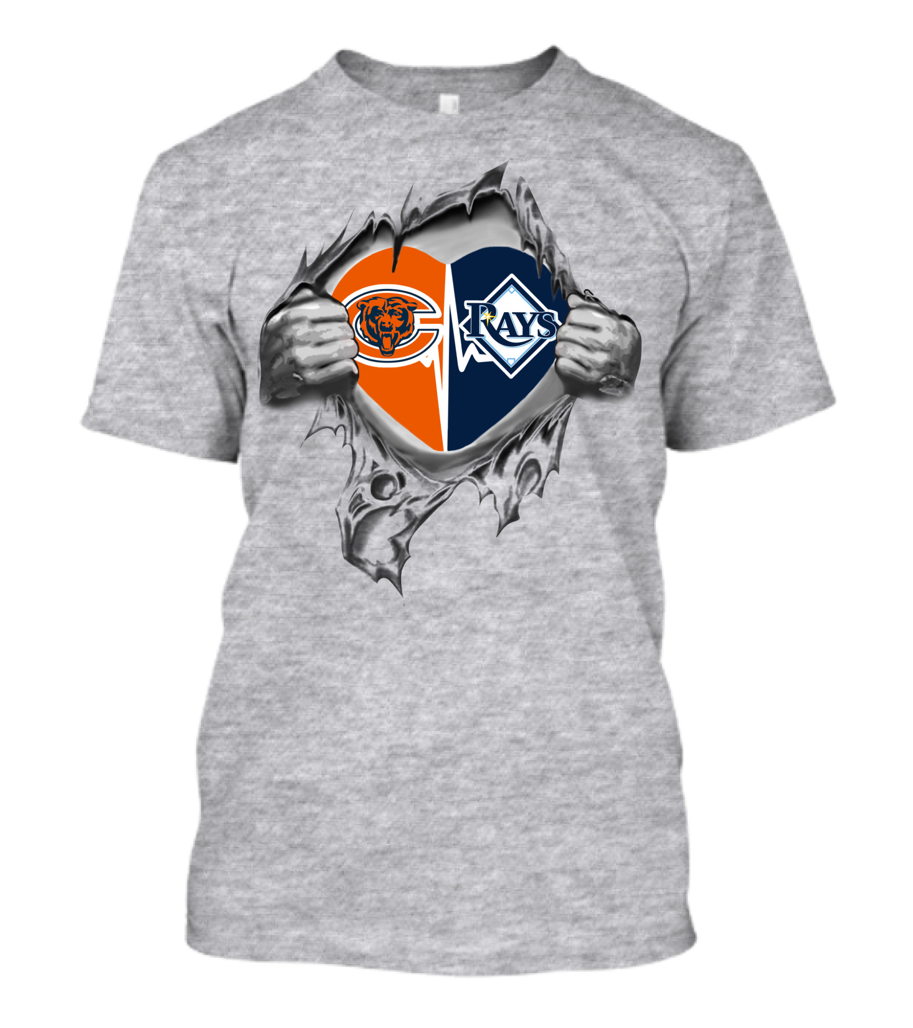 Bears Rays Heart Split Logos With Hands T-Shirt