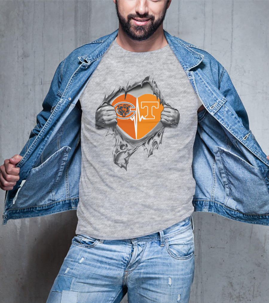 Chicago Bears Tennessee Volunteers Heartbeat Passion T-Shirt