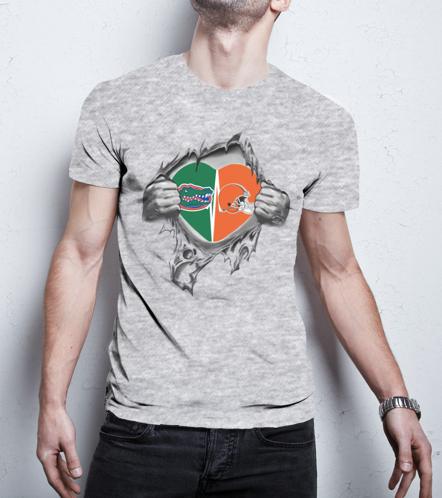 Cleveland Browns Florida Gators Heart Burst T-Shirt