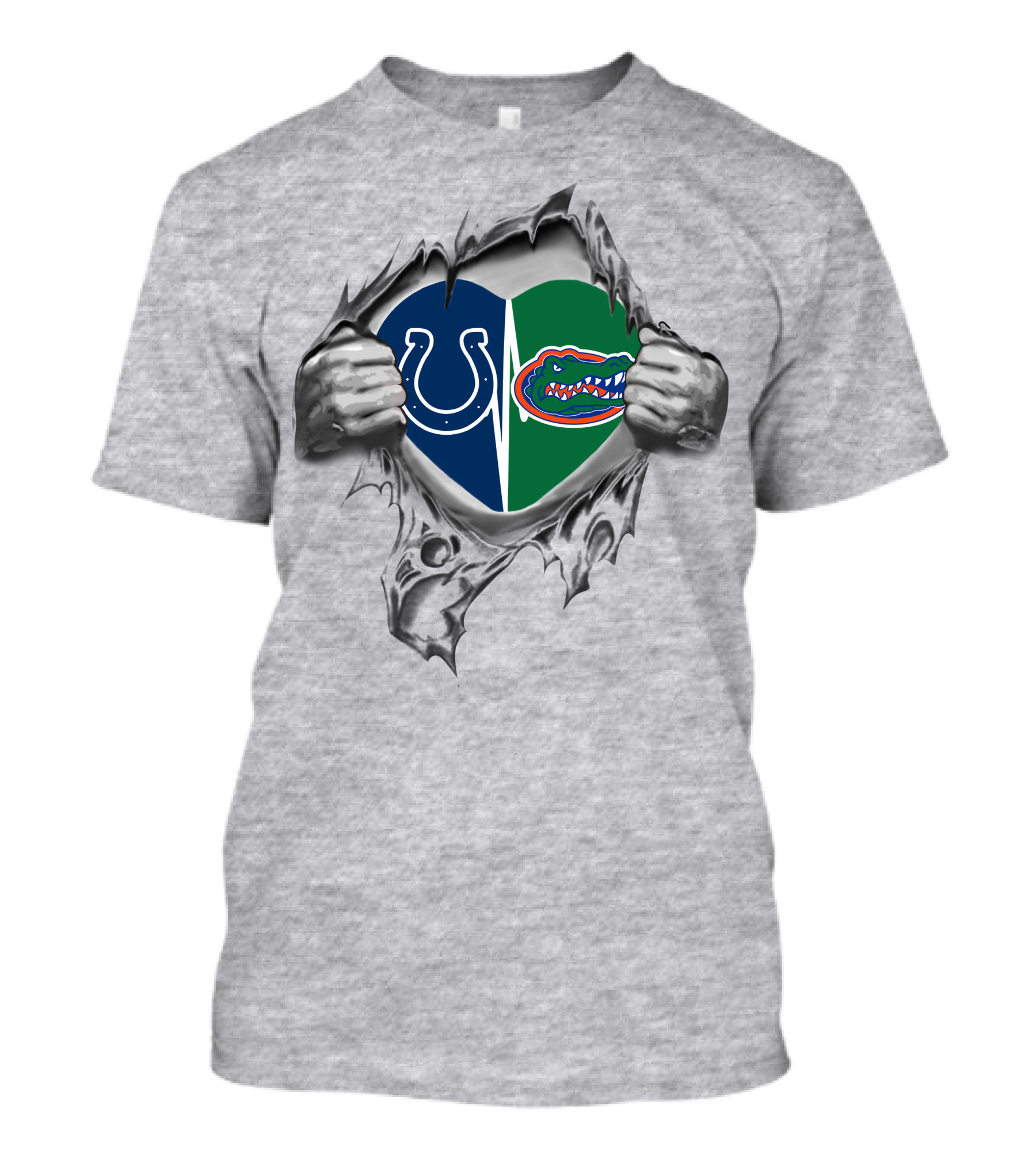 Colts Gators Heart Split NFL College Team Emblem T-Shirt