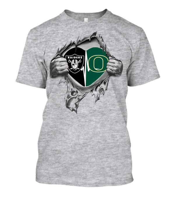 Raiders Oregon Ducks Heartbeat Passion Fan T-Shirt