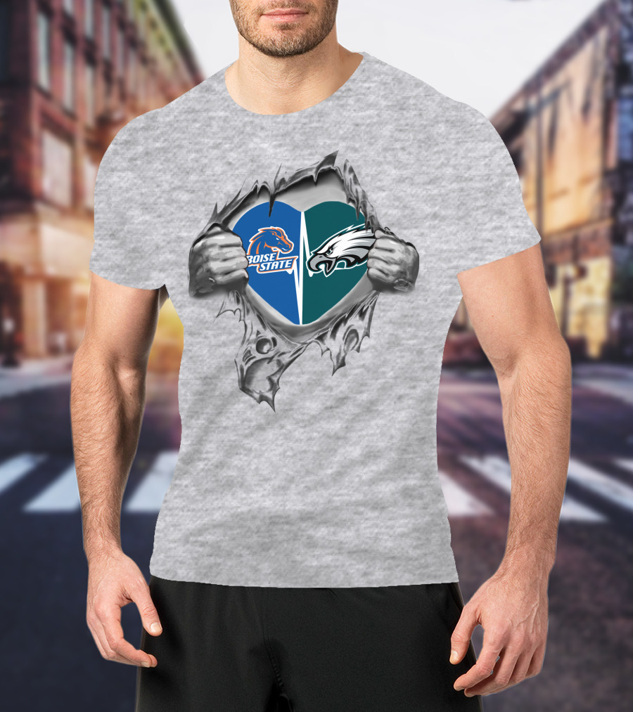 Boise State Broncos Philadelphia Eagles Heart T-Shirt