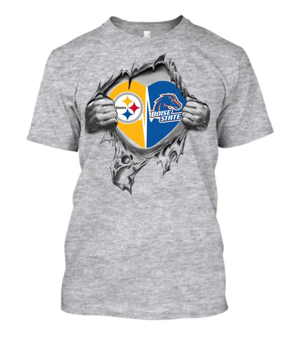Steelers Boise State Broncos Heart Rip T-Shirt