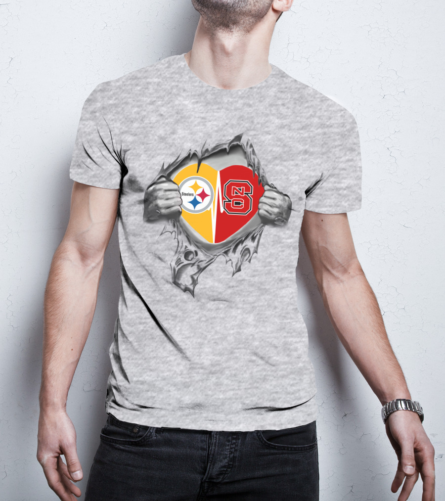 Steelers NC State Heart Pittsburgh Pride Wolfpack Loyalty T-Shirt