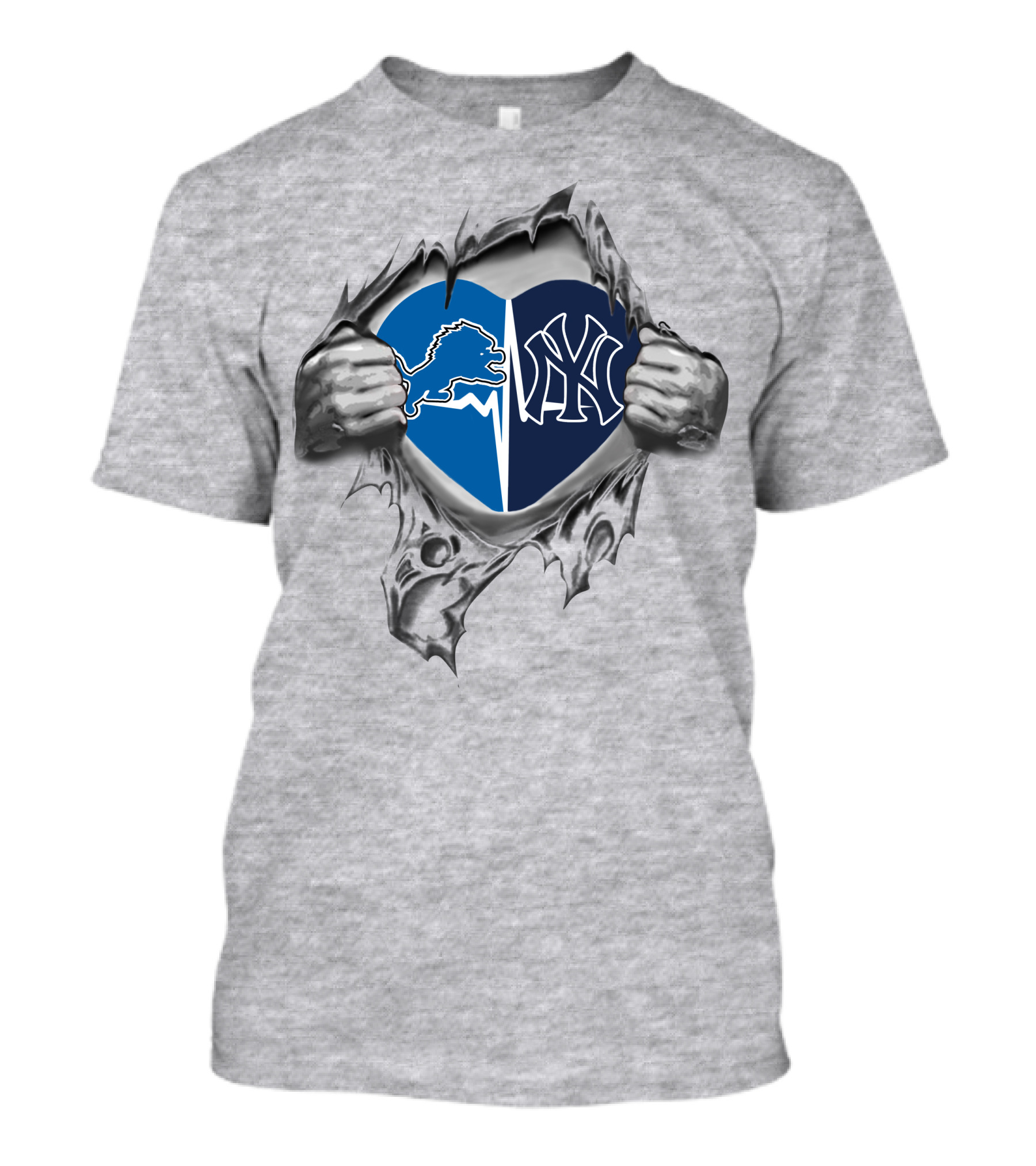 Lions Yankees Heart Detroit New York Fans T-Shirt