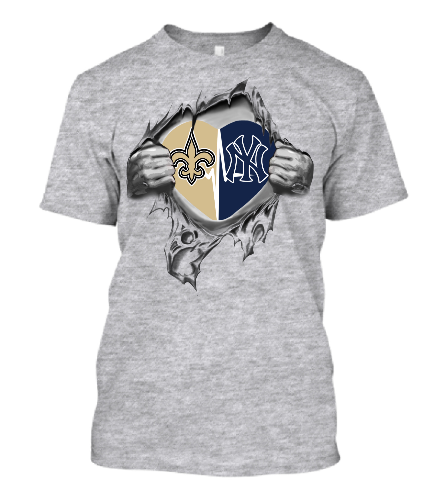 Saints Yankees Heart Torn Open T-Shirt
