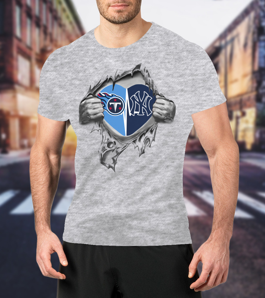 Titans Yankees Heart Design Featuring Team T-Shirt