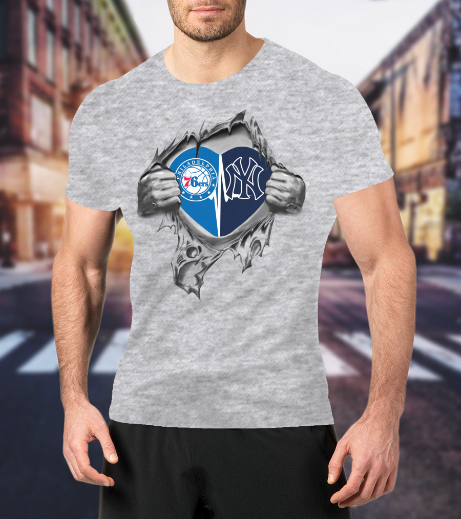 Yankees 76ers Heart Of Philadelphia And New York Passion T-Shirt