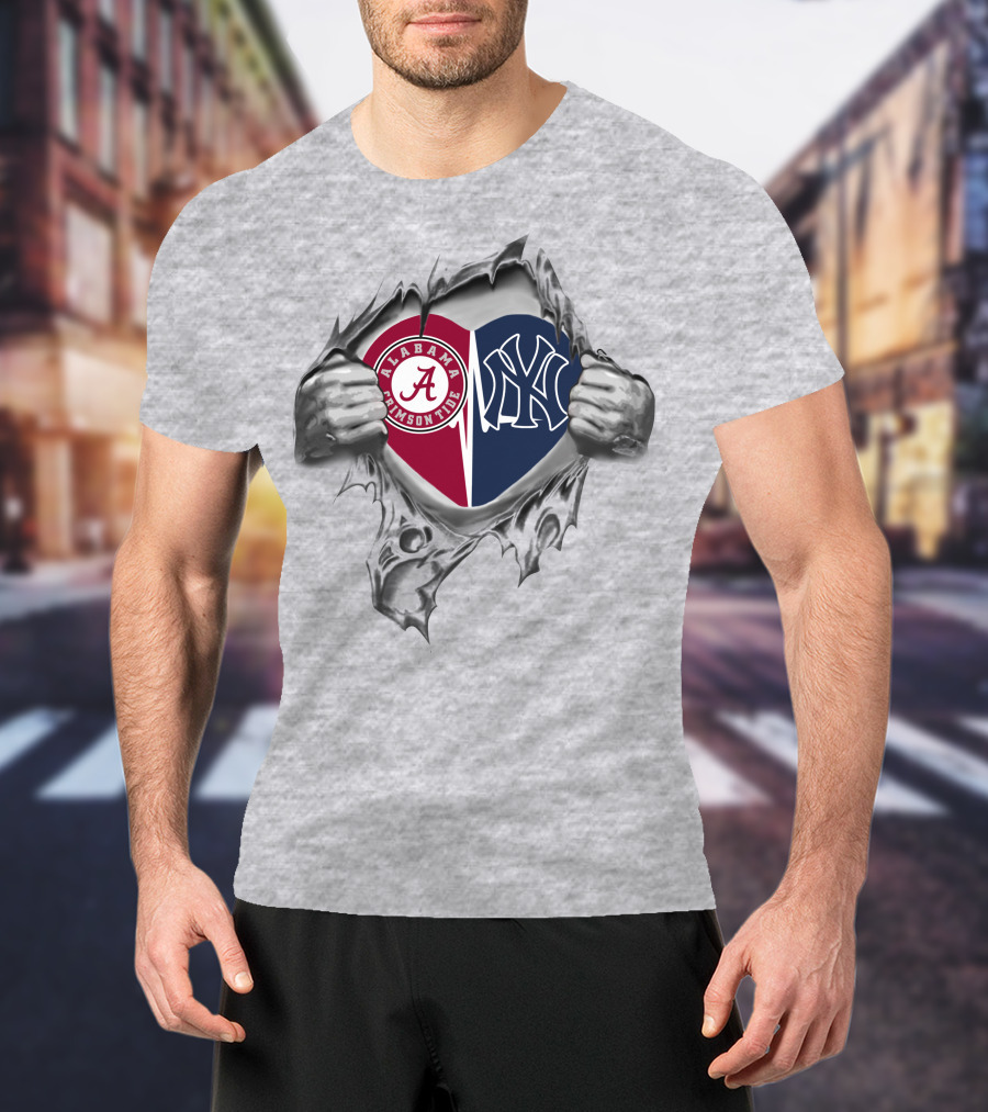 Alabama Crimson Tide Yankees Heart T-Shirt