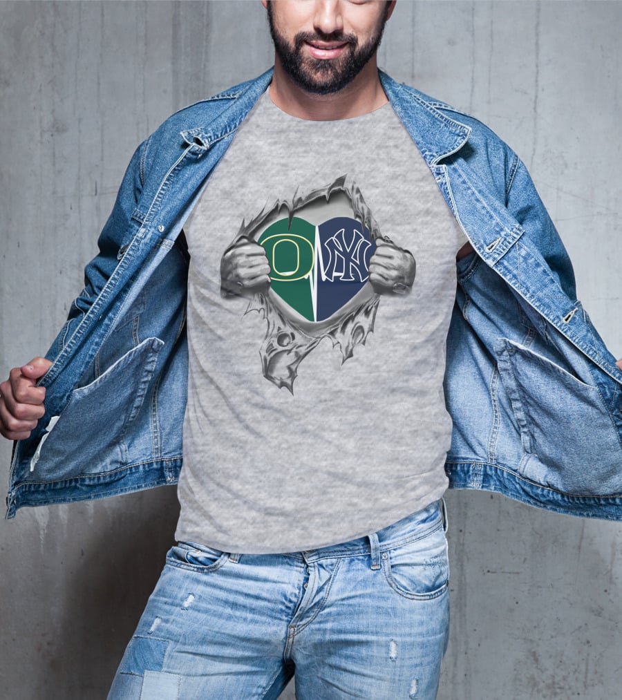 Yankees Ducks Heart Torn Open T-Shirt