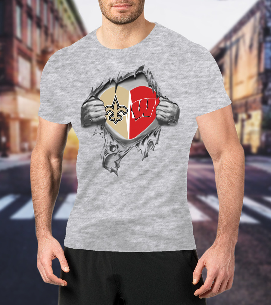 Saints Wisconsin Badgers Heart Saints Badgers It's In My Heart T-Shirt