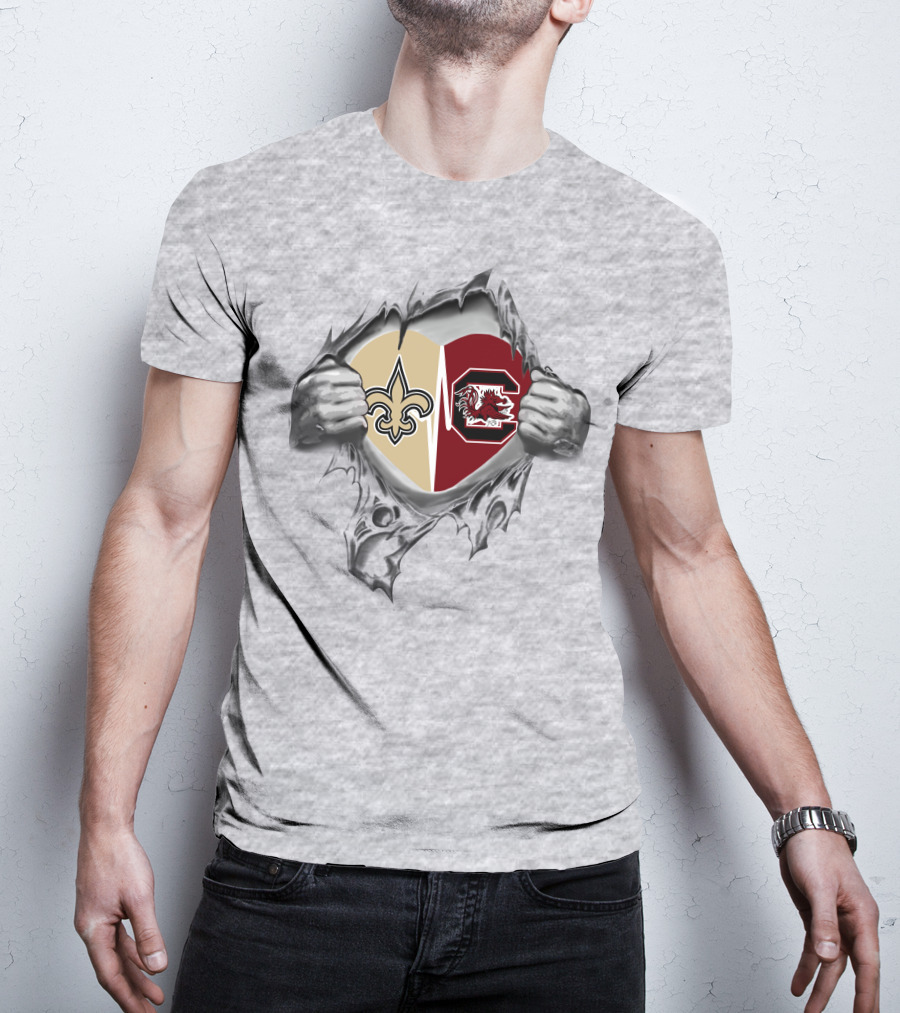 Saints Gamecocks Heart Hands Logo Passion T-Shirt