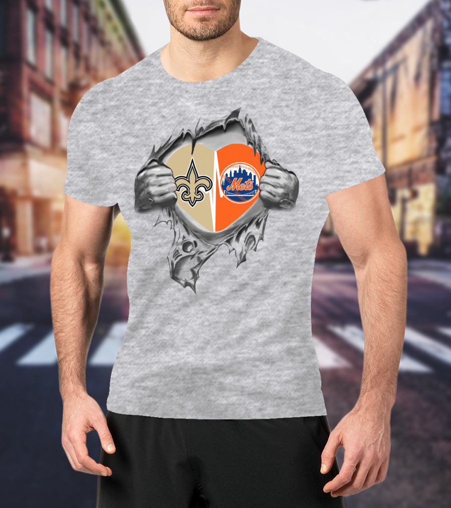 Saints Mets Heart With Iconic Symbols T-Shirt